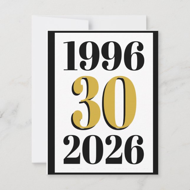 Convites Vintage 1996 Milestone 30th Birthday (Frente)