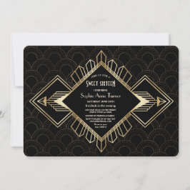 Convites Vintage 20s Excelente preto Dourado Gatsby Sweet X
