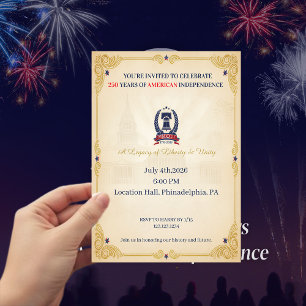 Convites Vintage 250 Anos de Independência Americana