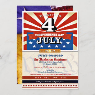 Convites Vintage 4º do Partido de julho