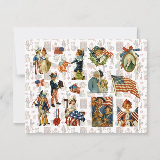 Convites Vintage 4 de julho de CHURRASCO (Frente)