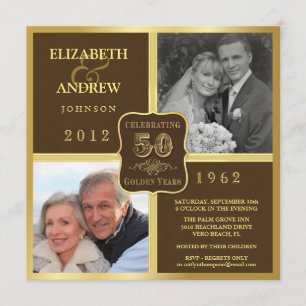 Convites Vintage 50º Rico de aniversário 2 Fotografias