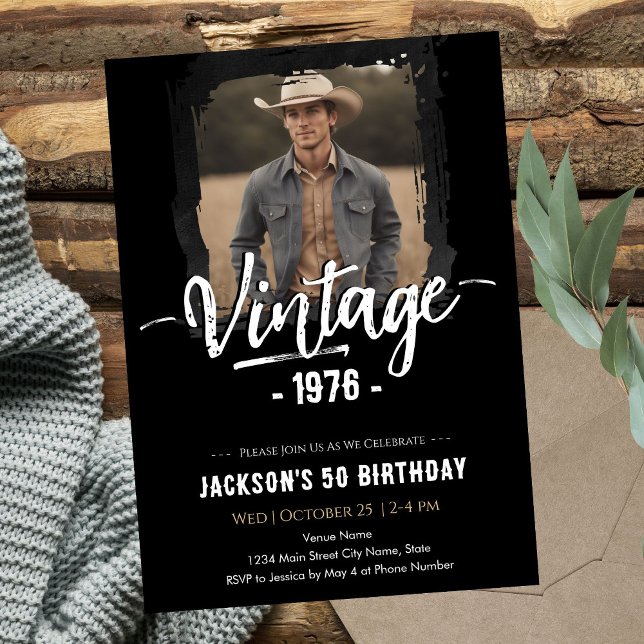 Convites Vintage 50th Birthday  (Criador carregado)