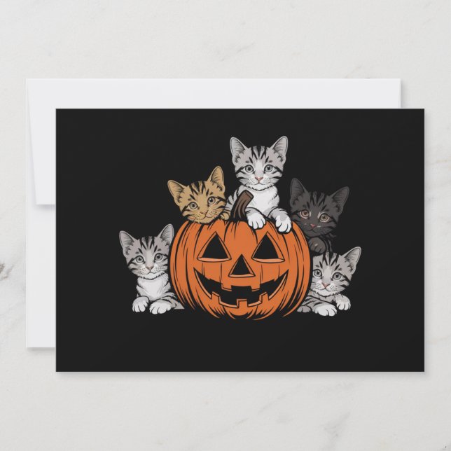 Convites Vintage 90s Cat Halloween Retro Spooky Season (Frente)