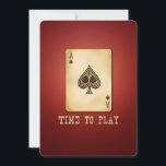 Convites Vintage Ace Poker B-day Party ou Tournament<br><div class="desc">O Poker Casino Pensava Que Era Festa De Aniversário/Solteiro/Reforma? Torneio de pôquer? Este convite com um Ace de Espadas artístico jogando cartas contra o fundo vermelho sombrio está certo para a ocasião em que você está! Personalize-o com seu próprio texto ou clique no botão "Personalizar" para ir para a ferramenta...</div>