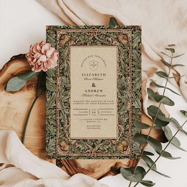 Convites Vintage Acorn Rustic Wedding (Criador carregado)