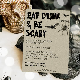 Convites Vintage Adult Halloween Coma, Beba E Seja Assustad