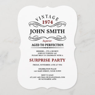Convites Vintage Aged to Perfecting Engraçado Aniversário
