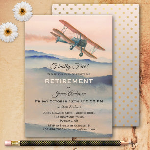 Convites Vintage Airplane Retirement Party Invitation