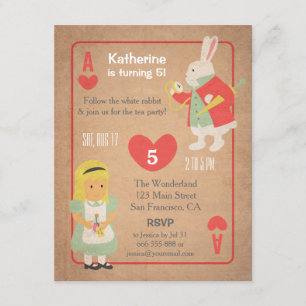 Convites Vintage Alice na festa de aniversário do país das
