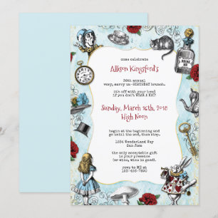 Convites Vintage Alice no Aniversário da Maravilha