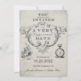 Convites Vintage Alice no Casamento das Maravilhas
