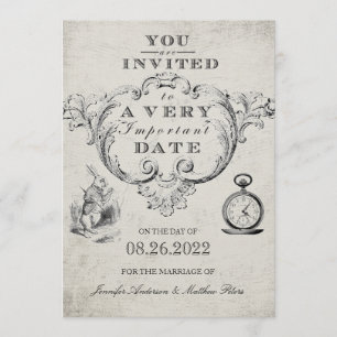 Convites Vintage Alice no Casamento das Maravilhas