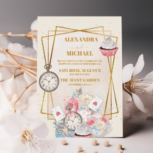 Convites Vintage Alice no Casamento das Maravilhas