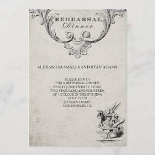 Convites Vintage Alice no jantar de ensaio do país das