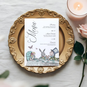 Convites Vintage Alice no Menu do Partido do Chá em Wonderl