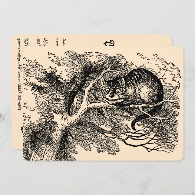 Convites Vintage Alice no País das Maravilhas, Aniversário  (Frente/Verso)