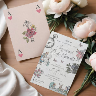 Convites Vintage Alice Wonderland Storybook Baby Sprinkle