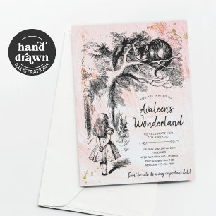 Convites Vintage Alice's Adventures in Wonderland Birthday