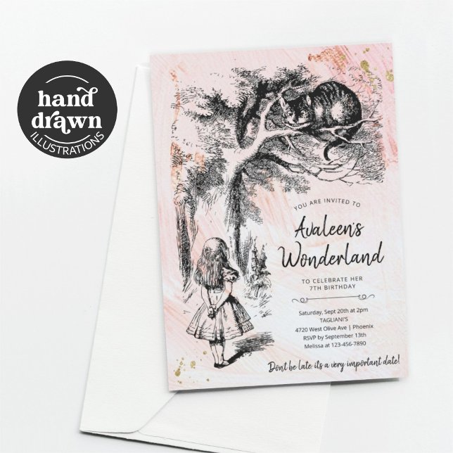 Convites Vintage Alice's Adventures in Wonderland Birthday (Criador carregado)