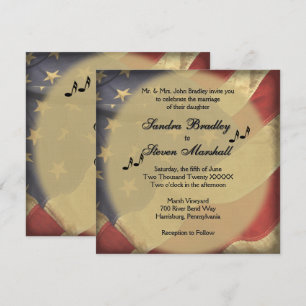 Convites Vintage American Flat Music Theme Wedding