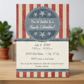 Convites Vintage American Shield Stars Stripes