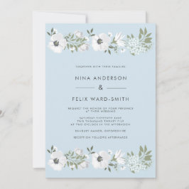 Convites Vintage Anemone Blue Wedding