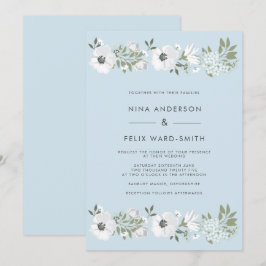 Convites Vintage Anemone Blue Wedding