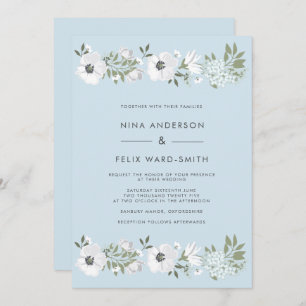Convites Vintage Anemone Blue Wedding