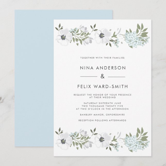 Convites Vintage Anemone Wedding (Frente/Verso)