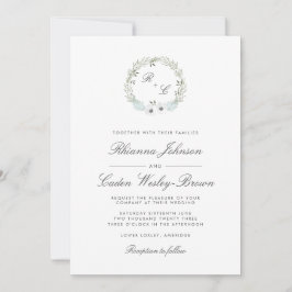 Convites Vintage Anemone Wreath Monogramas Casamento