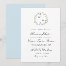 Convites Vintage Anemone Wreath Monogramas Casamento