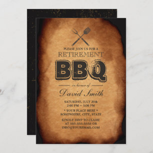 Convites Vintage Antiga Parte de Aposentação do CHURRASCO d