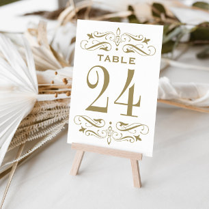 Convites Vintage Antique Dourado Flourish Table Number