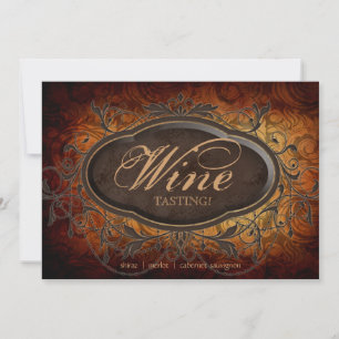 Convites Vintage Antique Provando do Partido do Vinho Folha