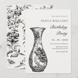 Convites Vintage Antique Vase aniversário