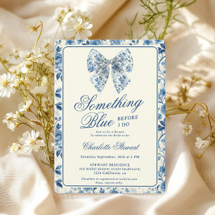 Convites Vintage Any Blue Toile Chá de panela Brunch