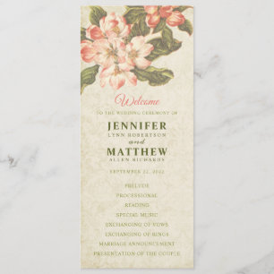 Convites Vintage Apple Blossom Weding Program