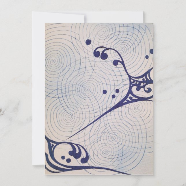 Convites Vintage Art Deco Blue Waves (Frente)