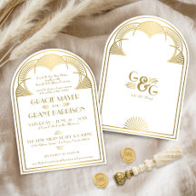 Vintage Art Deco Casamento Monográfico Único Doura