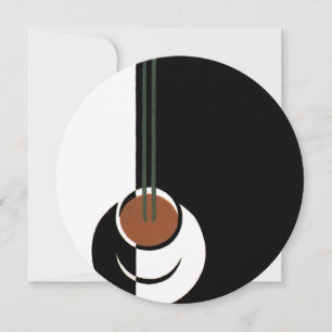 Convites Vintage Art Deco, Copo de Café com Vapor