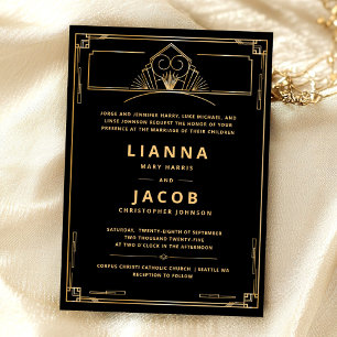 Convites Vintage Art Deco Elegant Wedding