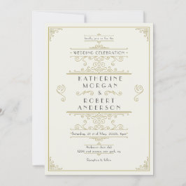 Convites Vintage Art Deco Elegant Wedding