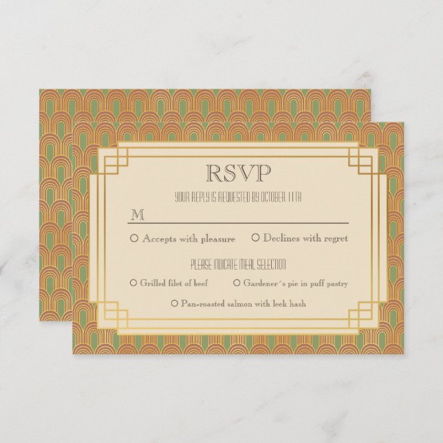 Convites Vintage Art deco rsvp (Frente/Verso)