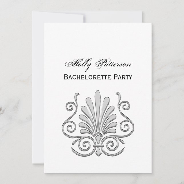 Convites Vintage Art Deco Silver Plume Árabe (Frente)