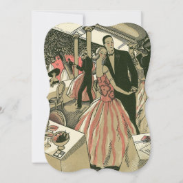 Convites Vintage Art Deco Wedding, Newlyweds First Dance