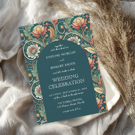 Convites Vintage Art Nouveau, casamento floral