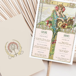 Convites Vintage Art Nouveau Casamento Menu & Bebidas Card