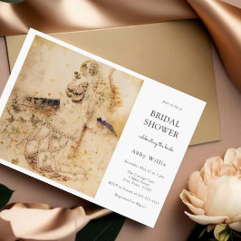 Convites Vintage Art Nouveau Chá de panela Floral