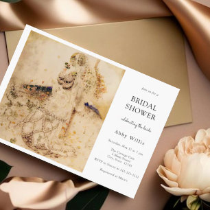 Convites Vintage Art Nouveau Chá de panela Floral